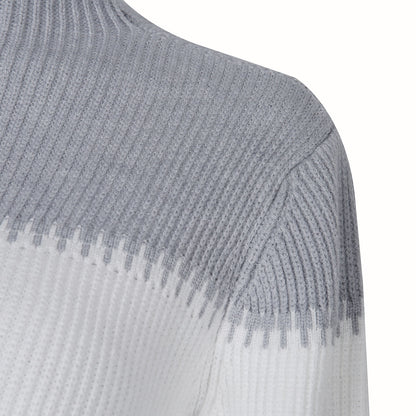 High-collared Lantern Sleeve Knit Splicing Sweaters