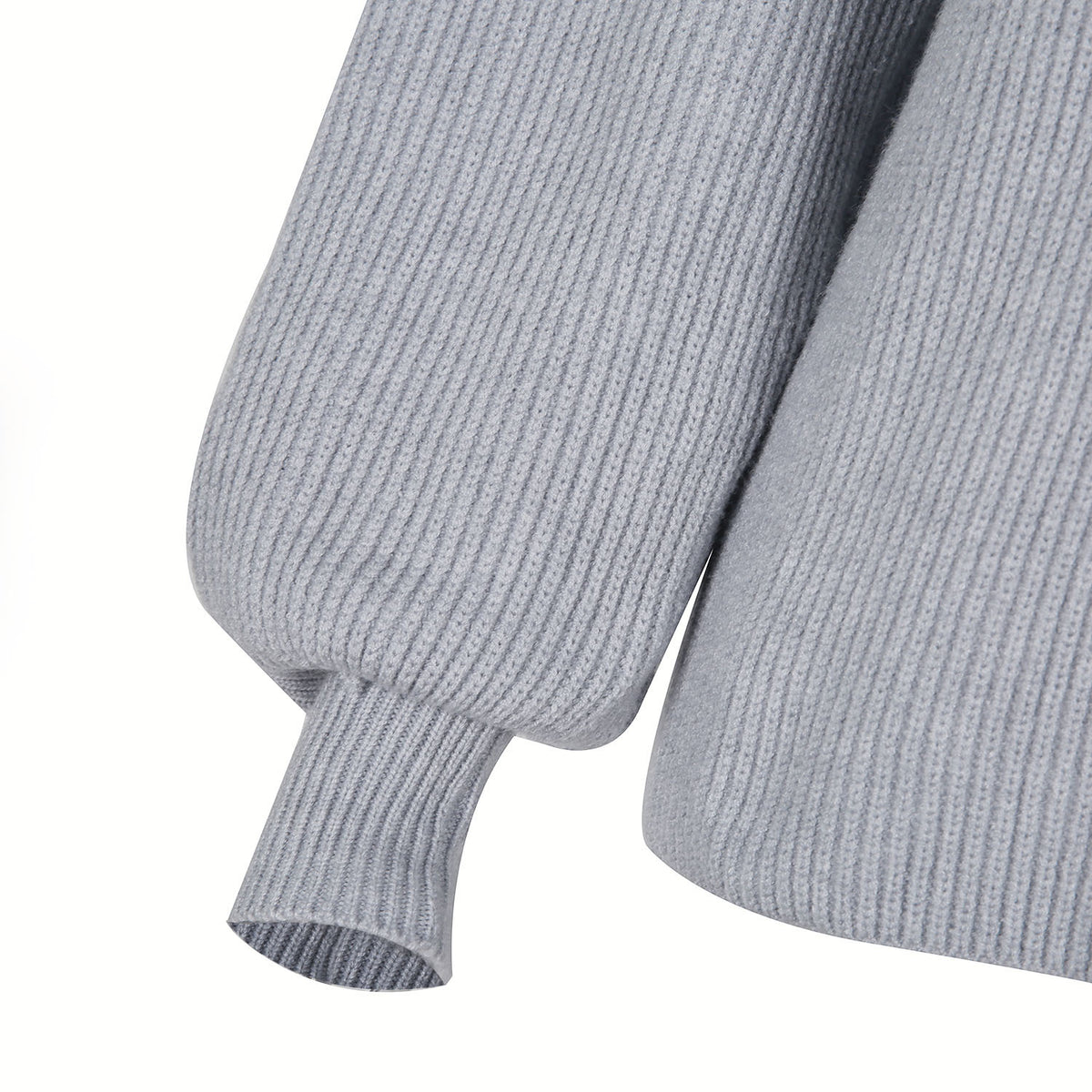 High-collared Lantern Sleeve Knit Splicing Sweaters