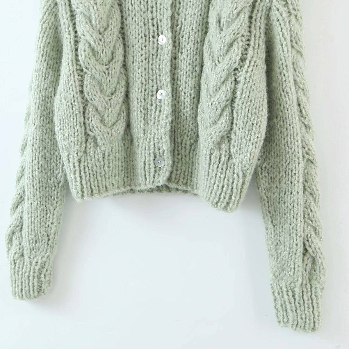 Handicraft Single-breasted Knit Splicing Crop Tops Cardigans