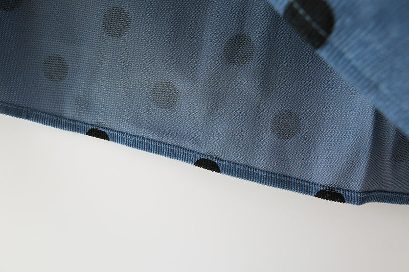 Polka Dot Lantern Sleeve Corduroy Mini Dresses