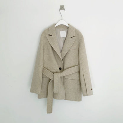 V-neck Vintage Lapel Splicing Lace-up Outerwear Mini Dresses