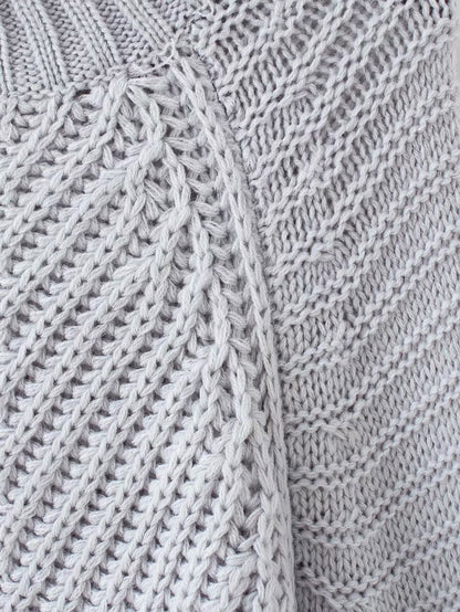 Splicing Hollow-out Lantern Sleeve Knit Sweater