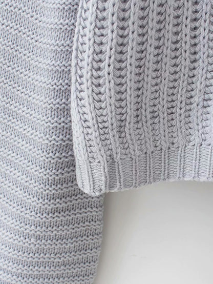 Splicing Hollow-out Lantern Sleeve Knit Sweater