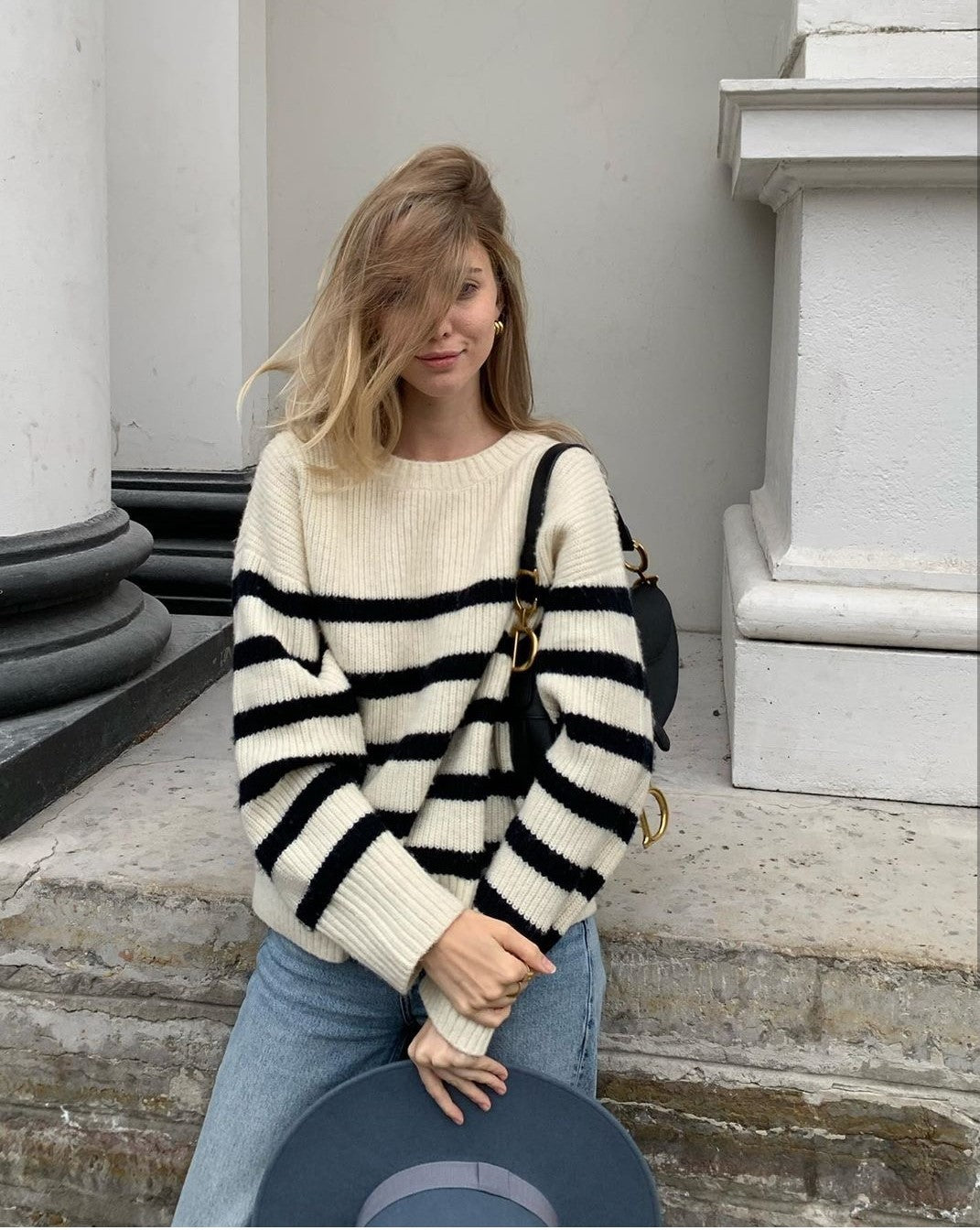 Horizontal Stripes Pit Striped Knit Sweater