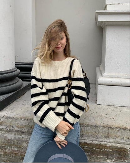 Horizontal Stripes Pit Striped Knit Sweater