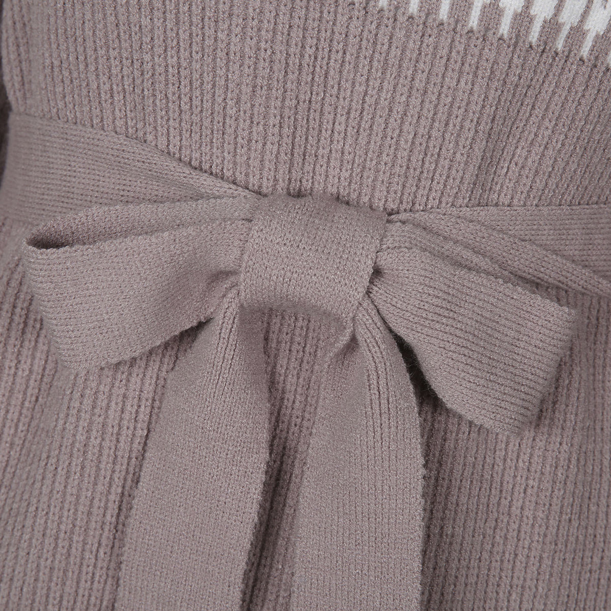 High Collar Lantern Sleeve Contrast Color Sweater Knit Mini Dress