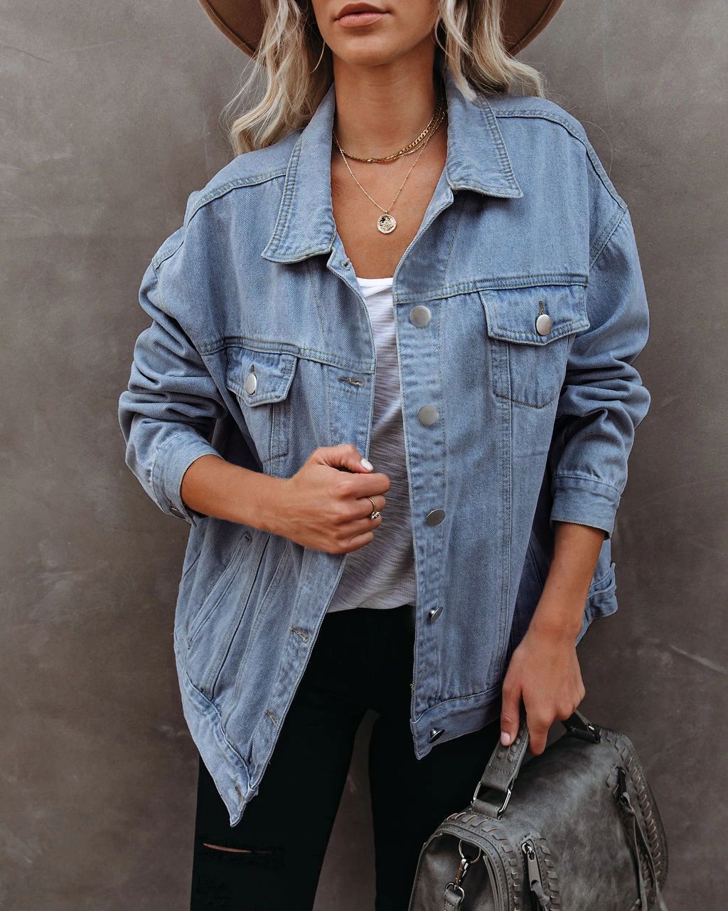 Single-breasted Pile Collar Denim Outerwear Cardigans