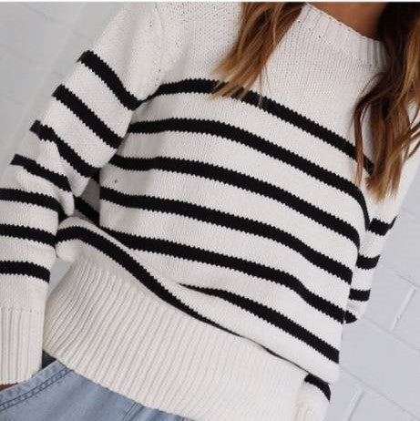 Horizontal Stripes Pit Striped Knit Sweater