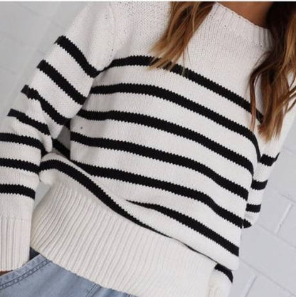 Horizontal Stripes Pit Striped Knit Sweater