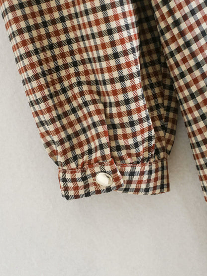 Square Collar Lattice Plaid Mini Dress