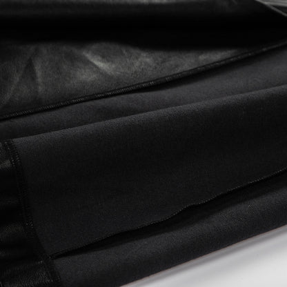 Lapel Double Breasted Leather Blazer Coat