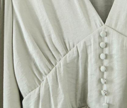Lantern Sleeve V-neck Ruffled Shirts Blouses