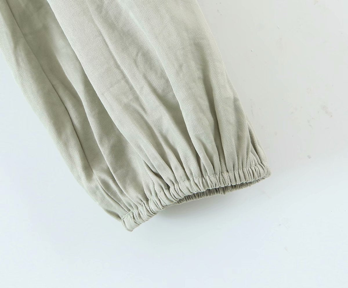 Lantern Sleeve V-neck Ruffled Shirts Blouses