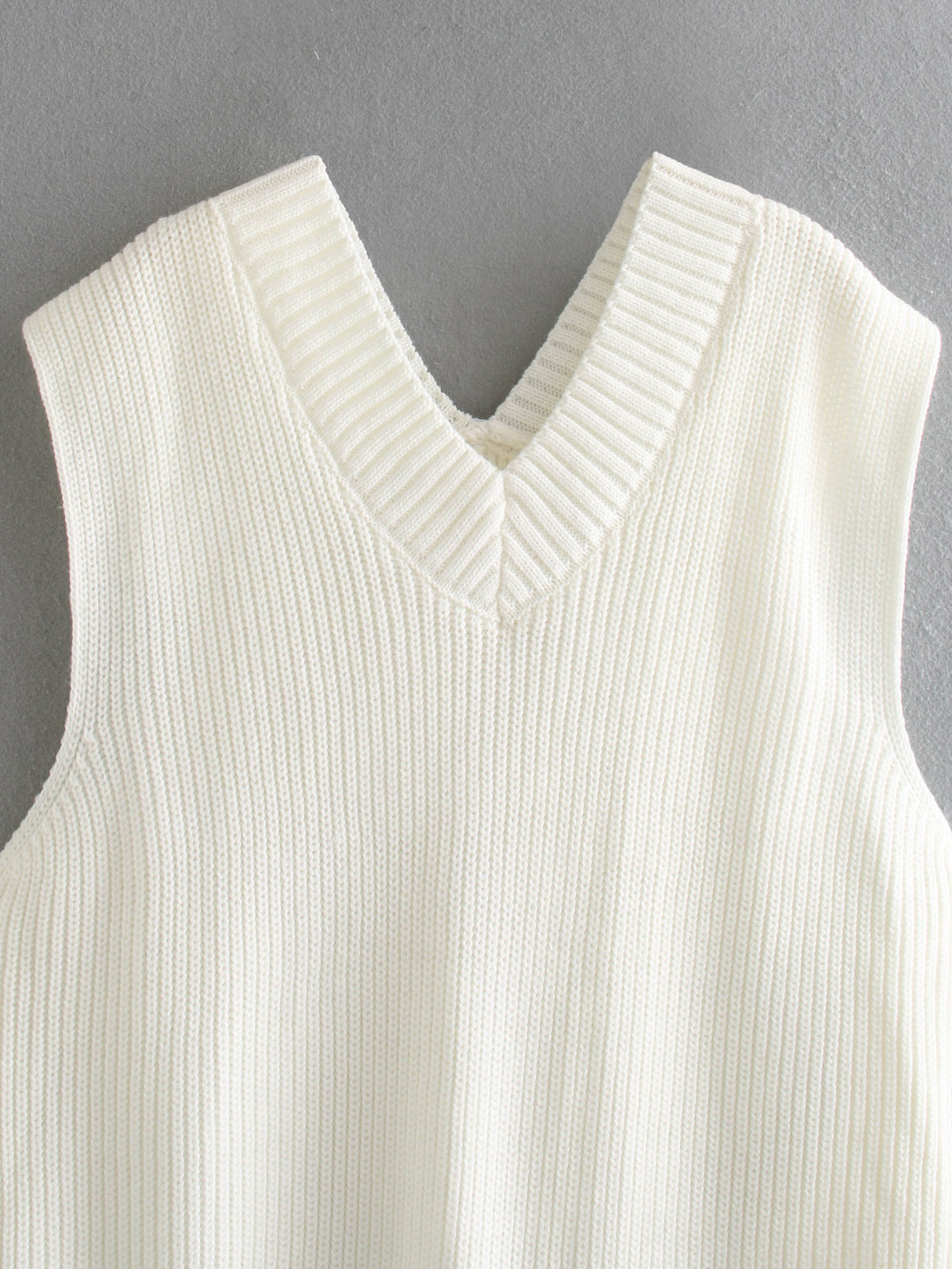 Knitted Sleeveless V-neck Long Vest Pullover Sweaters