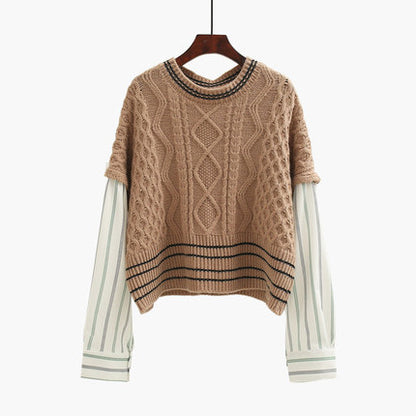 Argyle Pattern Knit Pit Striped Vintage Splicing Sweaters