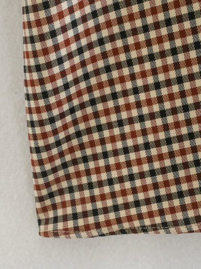 Square Collar Lattice Plaid Mini Dress