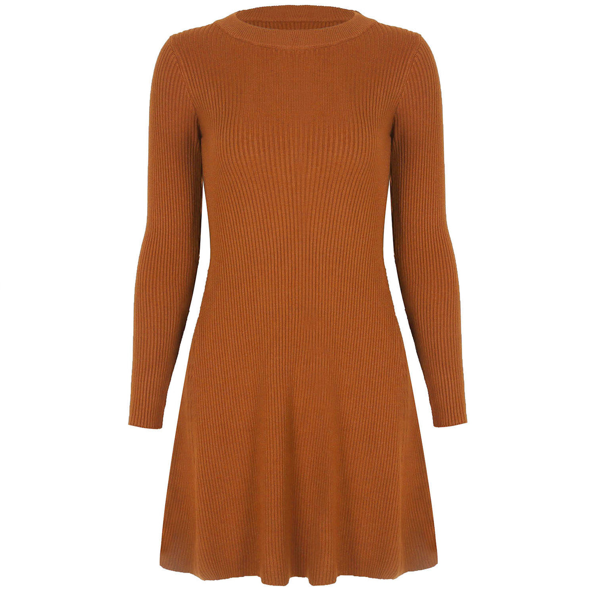 Ruffled Flounces Striped Knit Sweater Mini Dresses