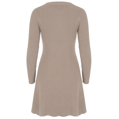 Ruffled Flounces Striped Knit Sweater Mini Dresses