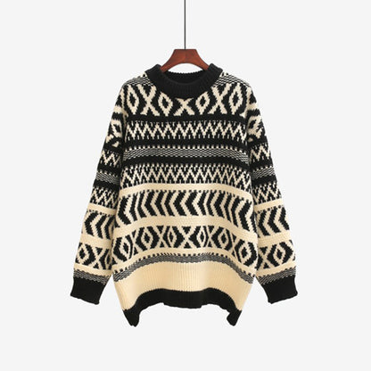 Knit Contrast Argyle Pattern Sweaters