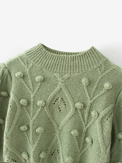 Lantern Sleeve Splicing Lingge Stand-up Collar Sweater