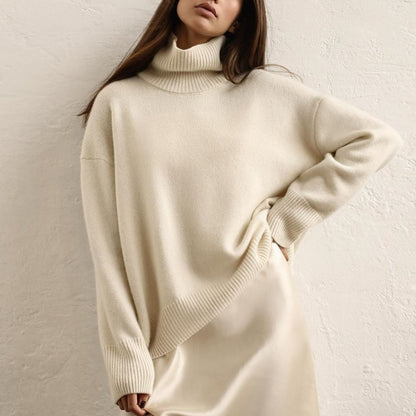Splicing High Pile Collar Knit Sweater