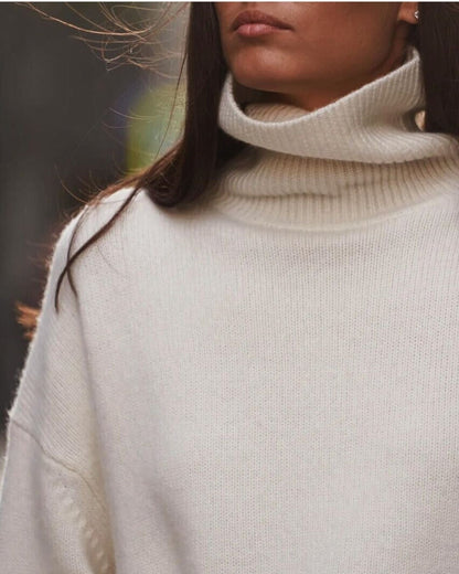 Splicing High Pile Collar Knit Sweater