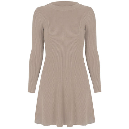 Ruffled Flounces Striped Knit Sweater Mini Dresses