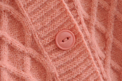 Knit Single-breasted Cardigans Cami Tops Two-piece