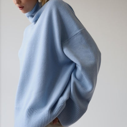Splicing High Pile Collar Knit Sweater
