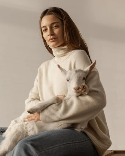 Splicing High Pile Collar Knit Sweater