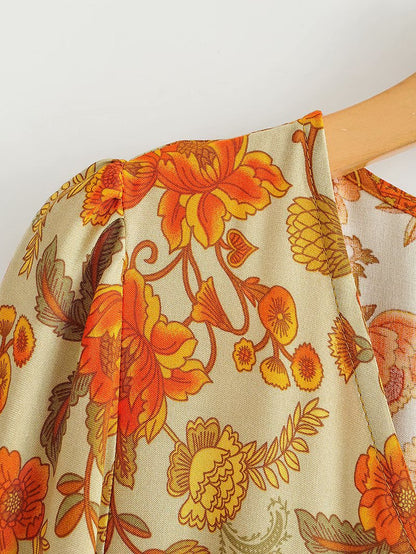 Vacation Drawstring Elastic Waist Floral Maxi Dresses
