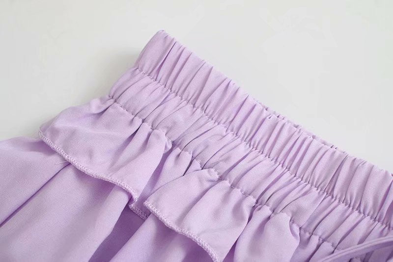 Lace-up Elastic Waist Pleated Skirts Mini Dresses