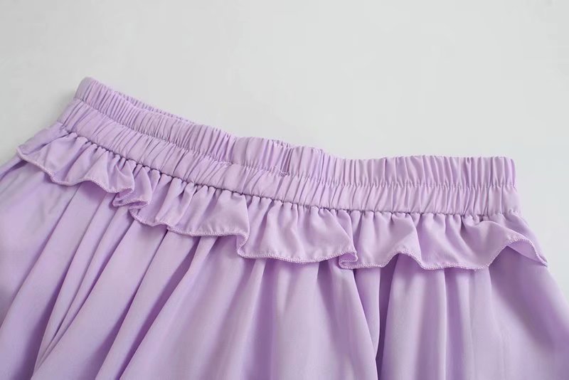 Lace-up Elastic Waist Pleated Skirts Mini Dresses