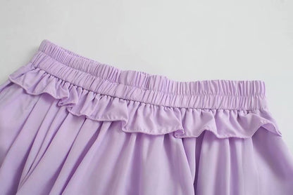Lace-up Elastic Waist Pleated Skirts Mini Dresses