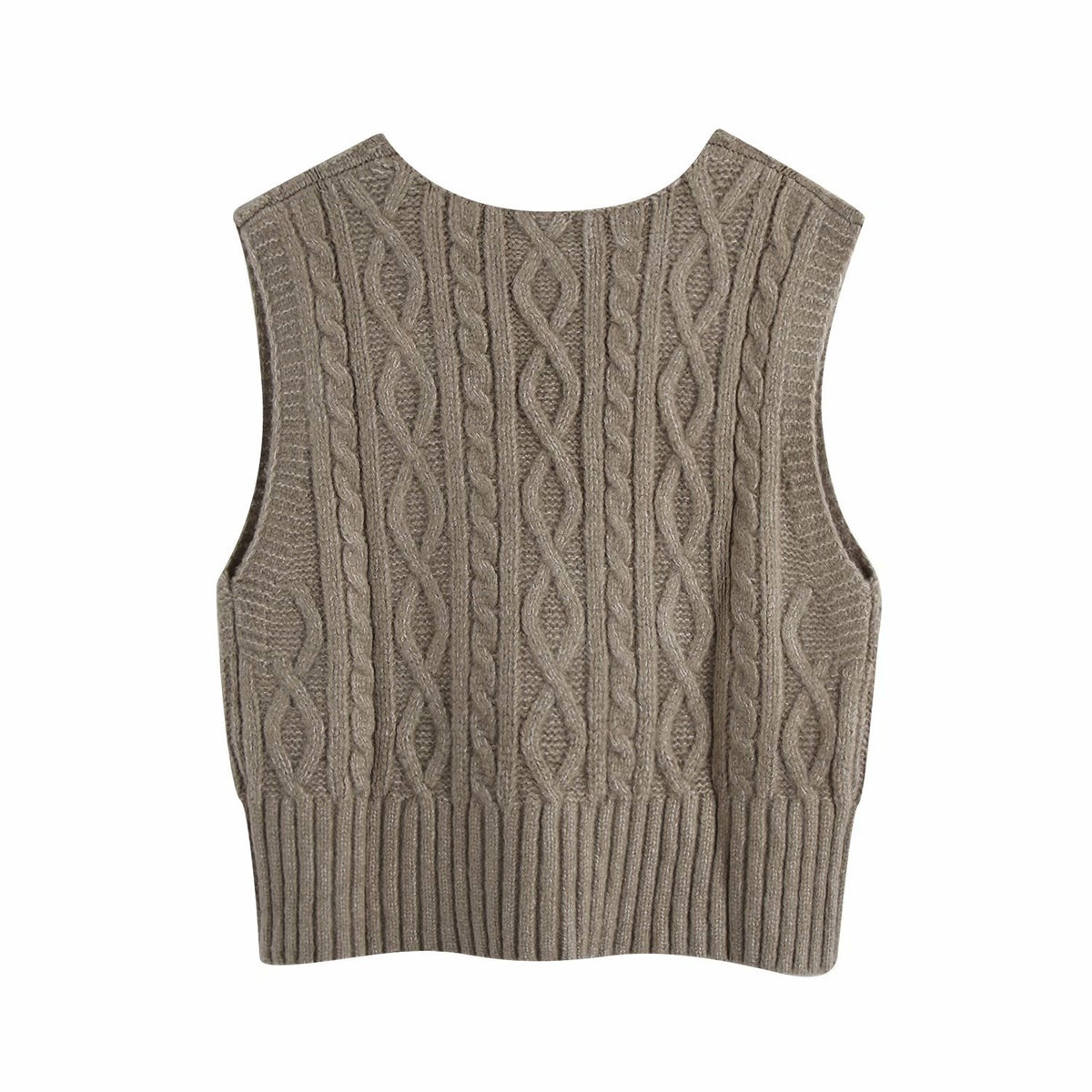 Knit V-neck Argyle Pattern Tank Tops Sweaters