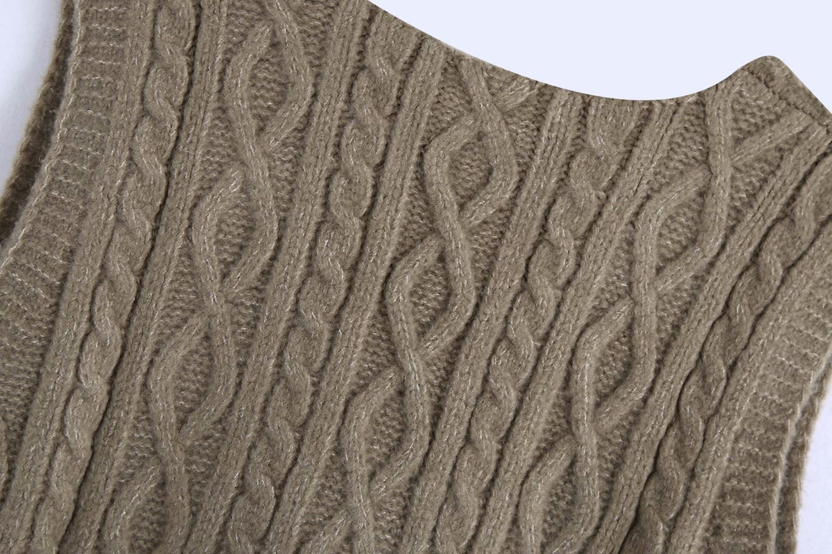 Knit V-neck Argyle Pattern Tank Tops Sweaters