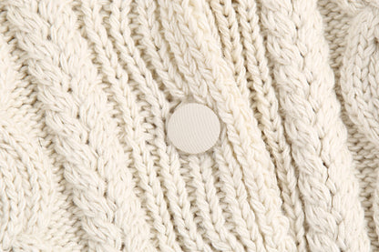 Thick Fur Pile Fleece Collar Knit Splicing Single-breasted Outerwear