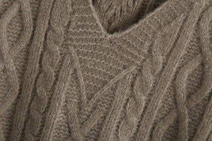 Knit V-neck Argyle Pattern Tank Tops Sweaters
