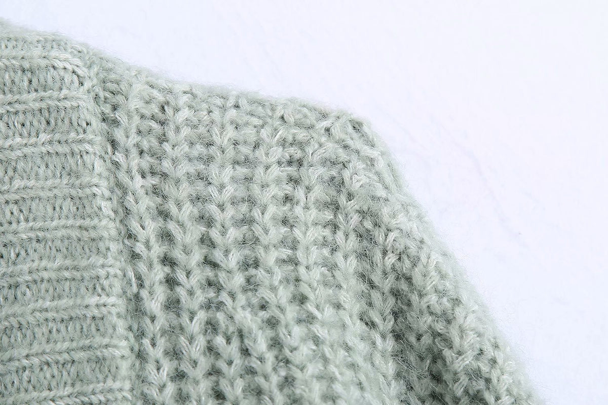 V-neck Single-breasted Knit Oversize Cardigans