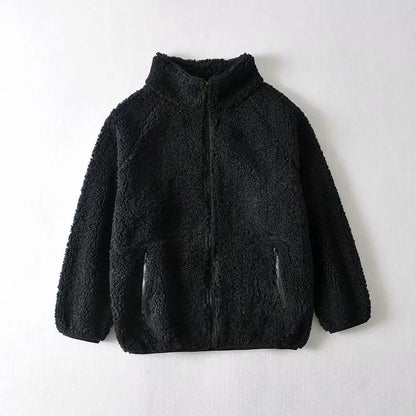 Half High Collar Zipper Lamb Wool Outerwear