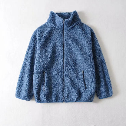 Half High Collar Zipper Lamb Wool Outerwear