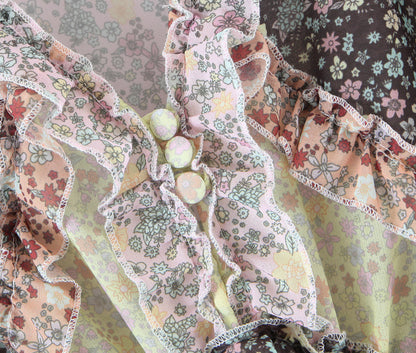 Floral Printed Splicing Ruffled Flounces Mini Dress
