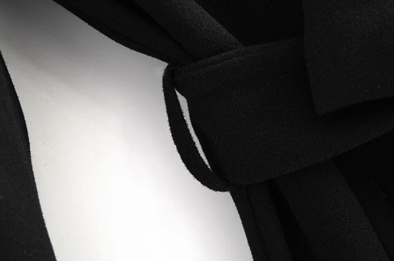 Hooded Lace-up Pile Collar Outerwear