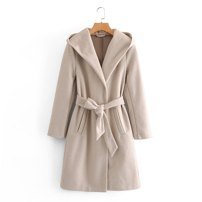 Hooded Lace-up Pile Collar Outerwear