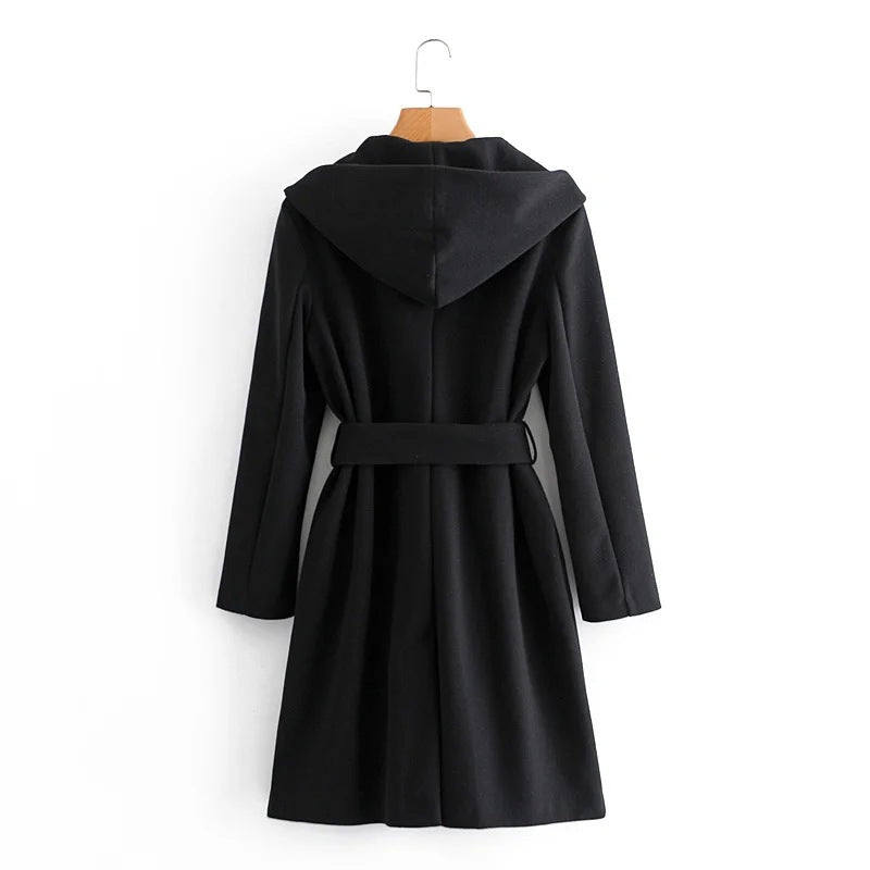 Hooded Lace-up Pile Collar Outerwear