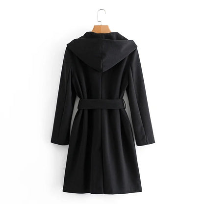 Hooded Lace-up Pile Collar Outerwear