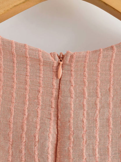 V-neck Lace-up Ruffled Lantern Sleeve Mini Dresses