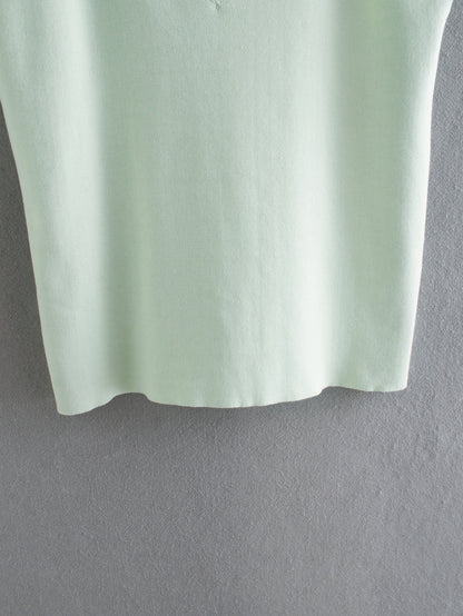 V-neck Slit Knit Splicing Vest Sweater