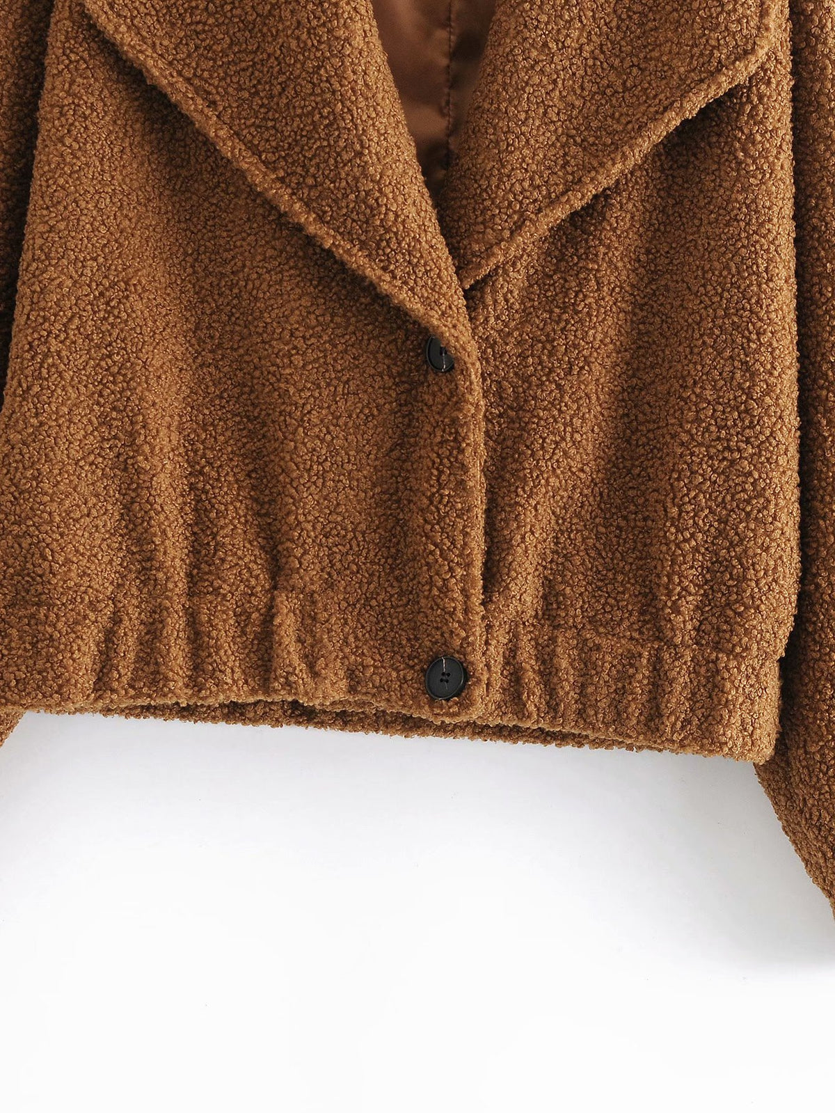 Plush Button Lapel Collar Jacket Coat Outerwear