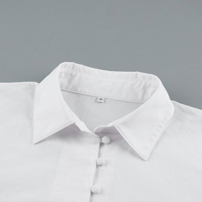 Pile Collar V-neck Single-breasted Flared Sleeve Shirts